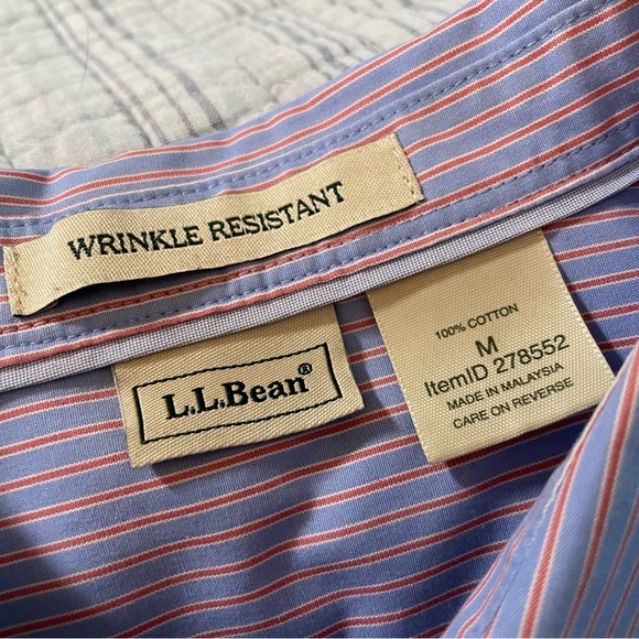 3 for 25$L.L Bean Women Blue and Pink Striped Wrinkle Resistant long Sleep M - Picture 8 of 12